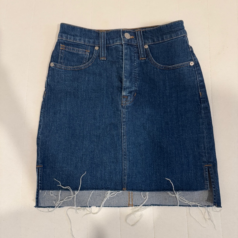 Madewell Frayed Hem Denim Mini Skirt